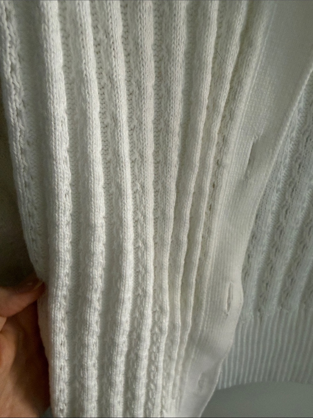 Talbots White Ribbed Eyelet Button Cardigan - Picture 4 of 6